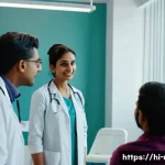 성병 감염 예방을 위한 생활 습관 - A diverse group of Indian adults in a clean, modern clinic setting, having a friendly and open conve...